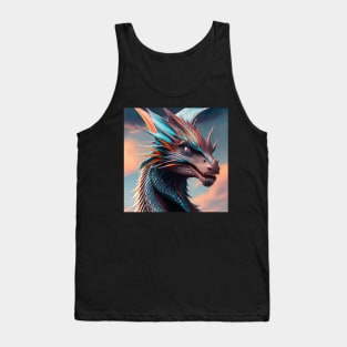 Intricate Blue and Orange Dragon at Sunset Tank Top